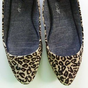 Dr Scholls True Comfort Leopard Print Calf Hair Size 6.5 M Womens Flat Shoes
